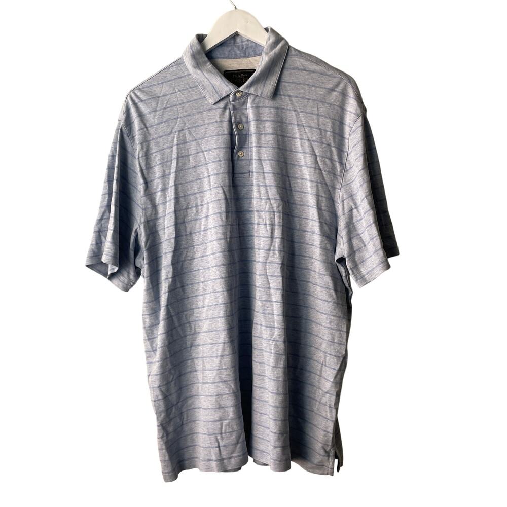 JOS. A. Bank Reserve Blue 100% Cotton Stripe S/S Traditional Fit Polo Shirt - XL